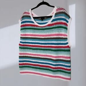 Talbots Crochet Stripe Sleeveless Knit Tank – Multicolor (Women’s XL)